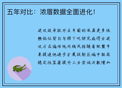 五年对比：浓眉数据全面进化！